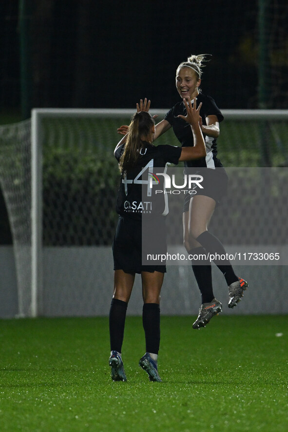 Julia Karlernas of F.C. Como Women celebrates after scoring the goal of 0-1 during the 8th day of the Serie A Femminile eBay Championship be...