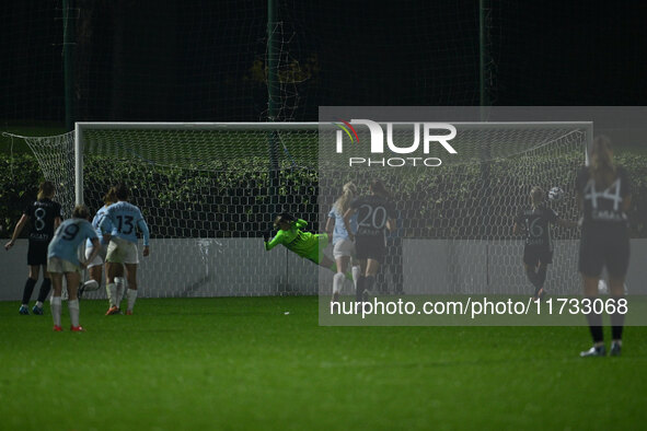 Julia Karlernas of F.C. Como Women scores the goal for 0-1 during the 8th day of the Serie A Femminile eBay Championship between S.S. Lazio...