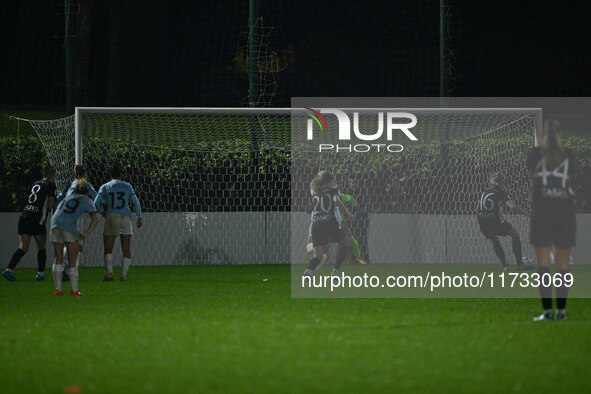 Julia Karlernas of F.C. Como Women scores the goal for 0-1 during the 8th day of the Serie A Femminile eBay Championship between S.S. Lazio...