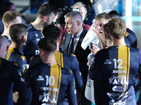 Radostin Stoytchev is the head coach of Rana Verona during a time-out of the match between Rana Verona and Valsa Group Modena in the regular...