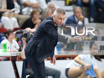 Radostin Stoytchev is the head coach of Rana Verona during the match between Rana Verona and Valsa Group Modena in the regular season of the...