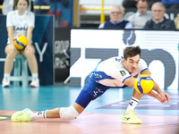 Filippo Federici of Valsa Group Modena bumps the ball during the match between Rana Verona and Valsa Group Modena in the regular season of t...