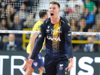 Rok Mozic of Rana Verona celebrates after scoring a point during the match between Rana Verona and Valsa Group Modena, regular season of the...