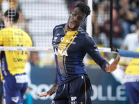 Noumory Keita of Rana Verona celebrates after scoring a point during the match between Rana Verona and Valsa Group Modena in the regular sea...