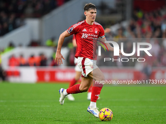 Ryan Yates of Nottingham Forest participates in the Premier League match between Nottingham Forest and West Ham United at the City Ground in...