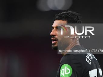 Emerson Palmieri of West Ham United participates in the Premier League match between Nottingham Forest and West Ham United at the City Groun...