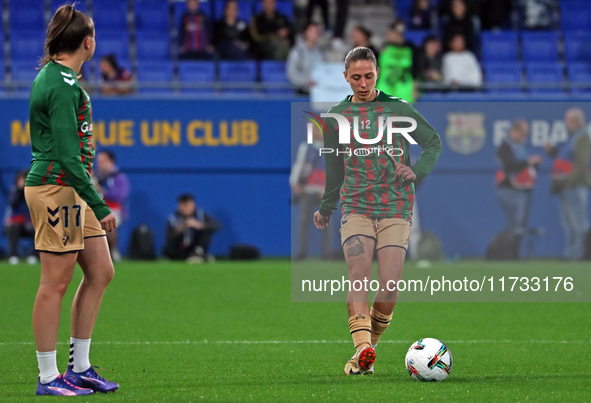 Margherita Monnecchi plays during the match between FC Barcelona Women and SD Eibar Women, corresponding to week 8 of the Liga F, at the Joh...