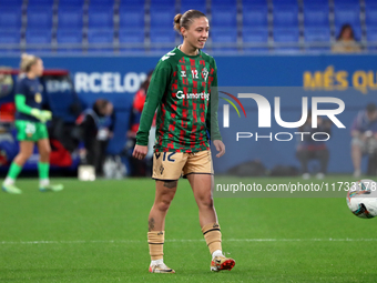 Margherita Monnecchi plays during the match between FC Barcelona Women and SD Eibar Women, corresponding to week 8 of the Liga F, at the Joh...