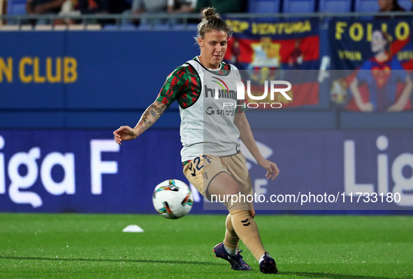 Annelie Leitner plays during the match between FC Barcelona Women and SD Eibar Women, corresponding to week 8 of the Liga F, at the Johan Cr...