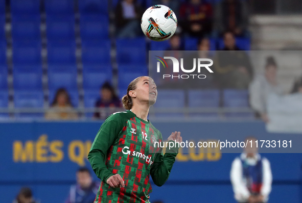 Margherita Monnecchi plays during the match between FC Barcelona Women and SD Eibar Women, corresponding to week 8 of the Liga F, at the Joh...