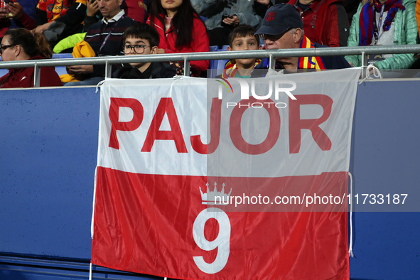 Ewa Pajor supporters attend the match between FC Barcelona Women and SD Eibar Women, corresponding to week 8 of the Liga F, at the Johan Cru...