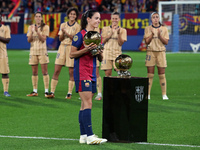 Aitana Bonmati offers her second Ballon d'Or to the fans before the match between FC Barcelona Women and SD Eibar Women, corresponding to we...