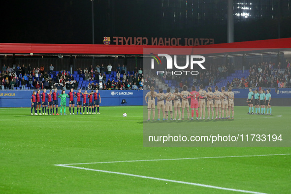 A minute of silence takes place for the victims and those affected by the DANA in Valencia, before the match between FC Barcelona Women and...