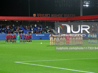 A minute of silence takes place for the victims and those affected by the DANA in Valencia, before the match between FC Barcelona Women and...