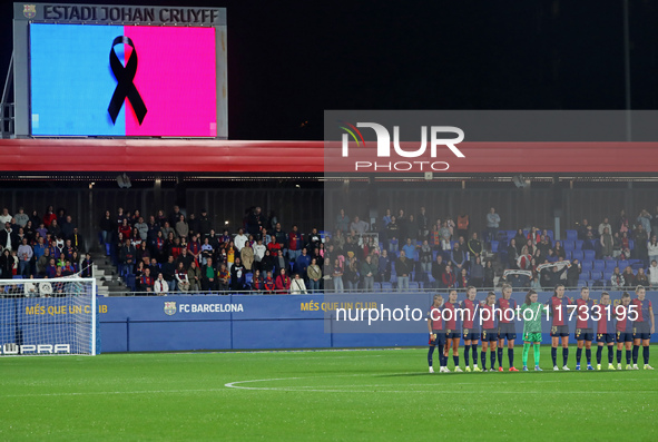 A minute of silence takes place for the victims and those affected by the DANA in Valencia, before the match between FC Barcelona Women and...