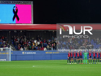 A minute of silence takes place for the victims and those affected by the DANA in Valencia, before the match between FC Barcelona Women and...