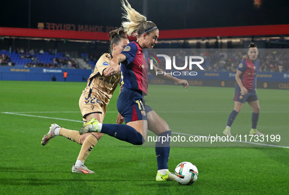 Alexia Putellas and Eva van Deursen play during the match between FC Barcelona Women and SD Eibar Women, corresponding to week 8 of the Liga...