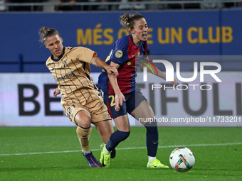 Annelie Leitner commits a penalty on Ona Batlle during the match between FC Barcelona Women and SD Eibar Women, corresponding to week 8 of t...