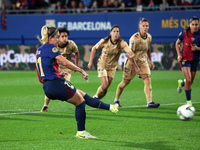 Alexia Putellas scores a penalty during the match between FC Barcelona Women and SD Eibar Women, corresponding to week 8 of the Liga F, play...