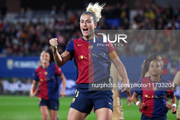 Alexia Putellas celebrates a goal during the match between FC Barcelona Women and SD Eibar Women, corresponding to week 8 of the Liga F, at...