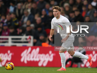 Aidan Morris plays during the Sky Bet Championship match between Middlesbrough and Coventry City at the Riverside Stadium in Middlesbrough,...