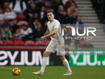 George Edmundson of Middlesbrough participates in the Sky Bet Championship match between Middlesbrough and Coventry City at the Riverside St...