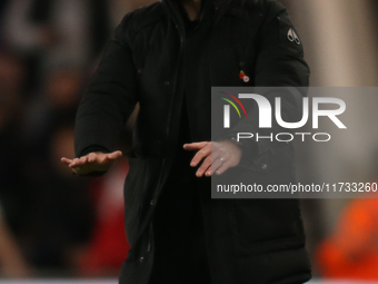 Middlesbrough Head Coach Michael Carrick gestures during the Sky Bet Championship match between Middlesbrough and Coventry City at the River...