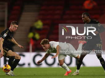 Tommy Conway is fouled during the Sky Bet Championship match between Middlesbrough and Coventry City at the Riverside Stadium in Middlesbrou...