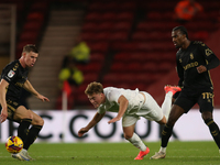 Tommy Conway is fouled during the Sky Bet Championship match between Middlesbrough and Coventry City at the Riverside Stadium in Middlesbrou...