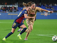 Caroline Graham Hansen and Laura Fernandez play during the match between FC Barcelona Women and SD Eibar Women, corresponding to week 8 of t...