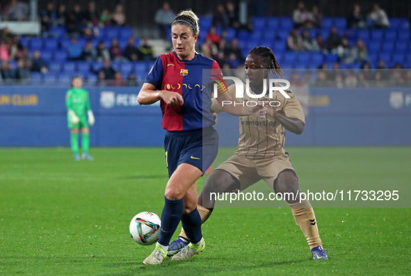 Bernadette Amani and Alexia Putellas play during the match between FC Barcelona Women and SD Eibar Women, corresponding to week 8 of the Lig...