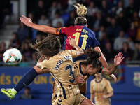 Patri Ojeda, Ane Campos, and Alexia Putellas play during the match between FC Barcelona Women and SD Eibar Women, corresponding to week 8 of...