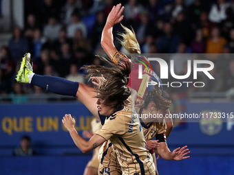 Patri Ojeda, Ane Campos, and Alexia Putellas play during the match between FC Barcelona Women and SD Eibar Women, corresponding to week 8 of...