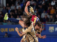 Patri Ojeda, Ane Campos, and Alexia Putellas play during the match between FC Barcelona Women and SD Eibar Women, corresponding to week 8 of...