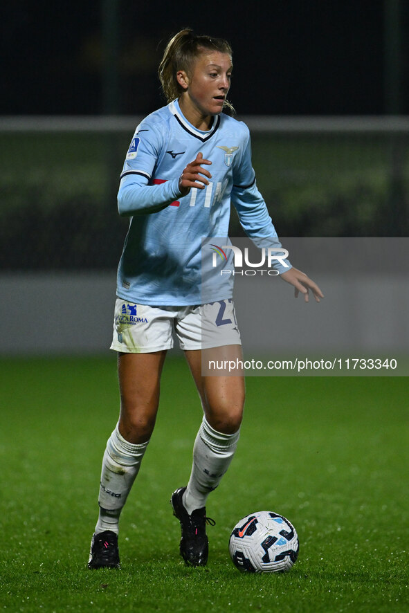 Federica D'Auria of S.S. Lazio is in action during the 8th day of the Serie A Femminile eBay Championship between S.S. Lazio and F.C. Como a...