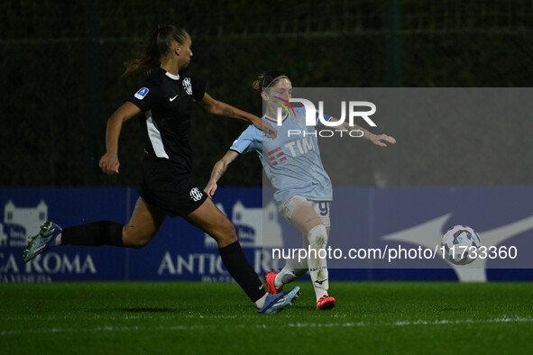 Berta Bou Salas of F.C. Como Women and Noemi Visentin of S.S. Lazio are in action during the 8th day of the Serie A Femminile eBay Champions...