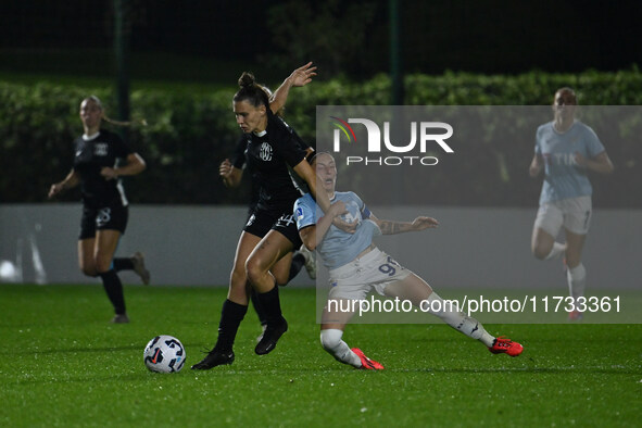 Chiara Cecotti of F.C. Como Women and Noemi Visentin of S.S. Lazio are in action during the 8th day of the Serie A Femminile eBay Championsh...