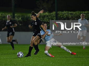 Chiara Cecotti of F.C. Como Women and Noemi Visentin of S.S. Lazio are in action during the 8th day of the Serie A Femminile eBay Championsh...