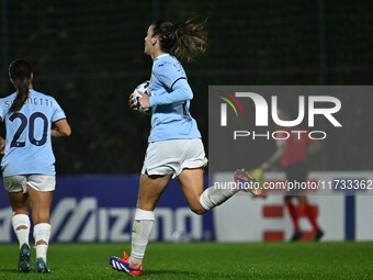 Clarisse Le Bihan of S.S. Lazio celebrates after scoring the goal of 1-2 during the 8th day of the Serie A Femminile eBay Championship betwe...