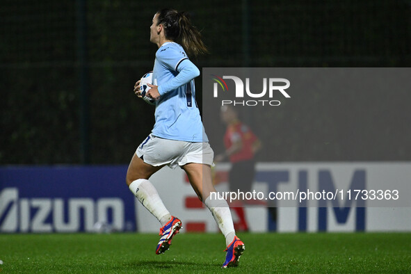 Clarisse Le Bihan of S.S. Lazio celebrates after scoring the goal of 1-2 during the 8th day of the Serie A Femminile eBay Championship betwe...