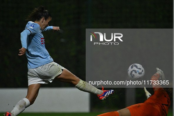 Clarisse Le Bihan of S.S. Lazio scores the goal for 1-2 during the 8th day of the Serie A Femminile eBay Championship between S.S. Lazio and...