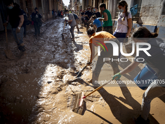 Thousands of volunteers participate in cleaning the areas affected by the floods of October 29 in Valencia. Towns such as Massanassa, Alfafa...