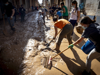 Thousands of volunteers participate in cleaning the areas affected by the floods of October 29 in Valencia. Towns such as Massanassa, Alfafa...