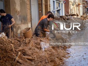 Thousands of volunteers participate in cleaning the areas affected by the floods of October 29 in Valencia. Towns such as Massanassa, Alfafa...