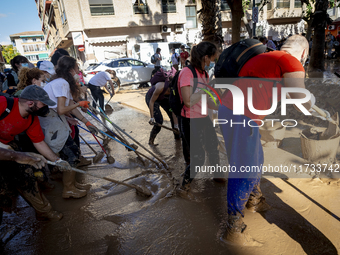 Thousands of volunteers participate in cleaning the areas affected by the floods of October 29 in Valencia. Towns such as Massanassa, Alfafa...