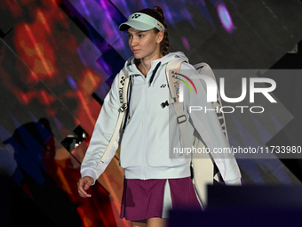 RIYADH, SAUDI ARABIA - NOVEMBER 02: Kazakhstan's Elena Rybakina arrives ahead of her match against Jasmine Paolini of Italy, at the 2024 WTA...