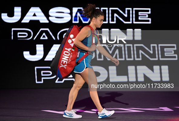 RIYADH, SAUDI ARABIA - NOVEMBER 02: Jasmine Paolini of Italy arrives ahead of her match against Kazakhstan's Elena Rybakina at the 2024 WTA...