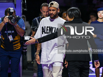 RIYADH, SAUDI ARABIA - NOVEMBER 02: 
Brazilian footballer Neymar arrives to meet tennis players Elena Rybakina of Kazakhstan and Jasmine Pao...