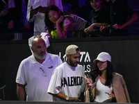 RIYADH, SAUDI ARABIA - NOVEMBER 02: 
Brazilian footballer Neymar leaves the Central Court after meeting tennis players Elena Rybakina of Kaz...