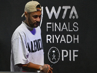 RIYADH, SAUDI ARABIA - NOVEMBER 02: 
Brazilian footballer Neymar leaves the Central Court after meeting tennis players Elena Rybakina of Kaz...